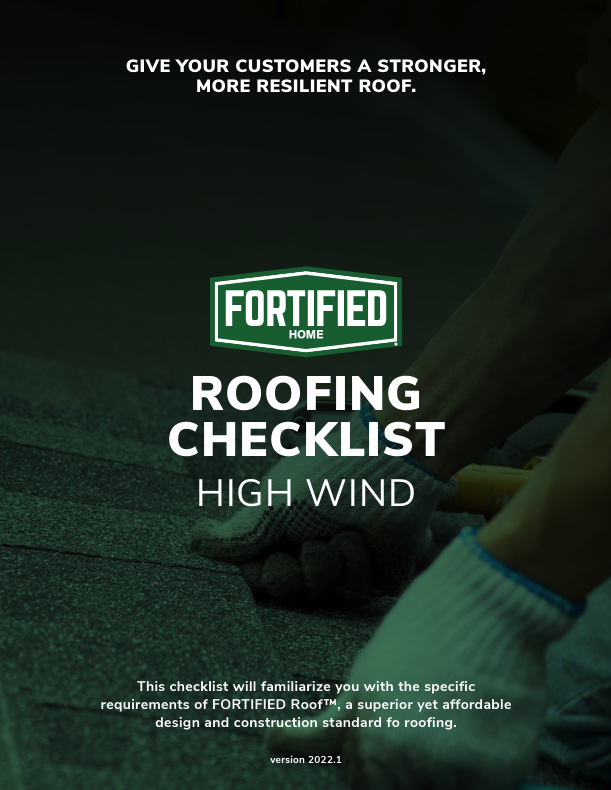 Cover FORTIFIED Roof High Wind Re Roofing checklist