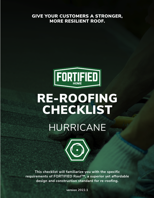 Cover FORTIFIED Roof Hurricane Re Roofing checklist